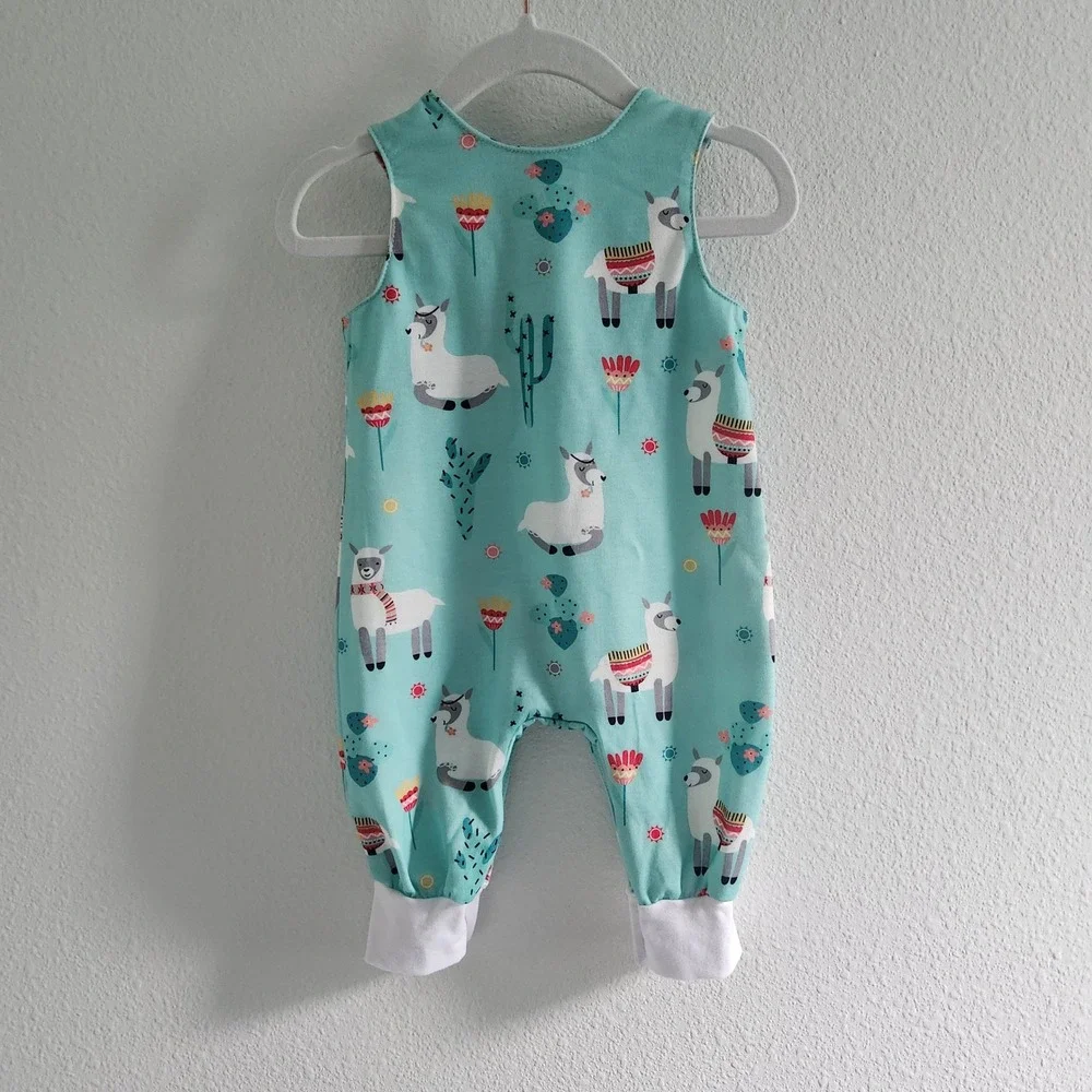Llama Cactus Print Baby Romper Sleeveless Snap Jumpsuit Size 60/ 0-3 months NWOT